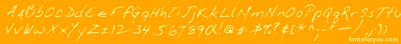 Lehn114-Schriftart – Gelbe Schriften auf orangefarbenem Hintergrund