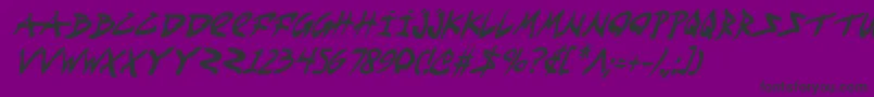 FightKidCondensedItalic-Schriftart – Schwarze Schriften auf violettem Hintergrund