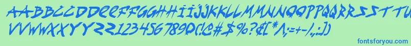 Czcionka FightKidCondensedItalic – niebieskie czcionki na zielonym tle
