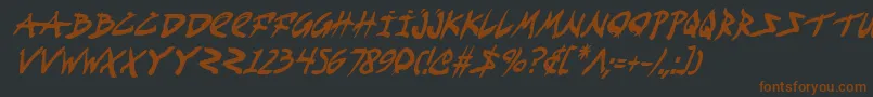 FightKidCondensedItalic-fontti – ruskeat fontit mustalla taustalla