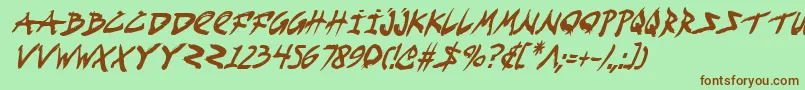 Шрифт FightKidCondensedItalic – коричневые шрифты на зелёном фоне