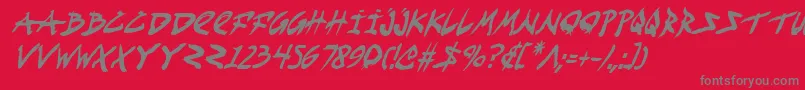 フォントFightKidCondensedItalic – 赤い背景に灰色の文字