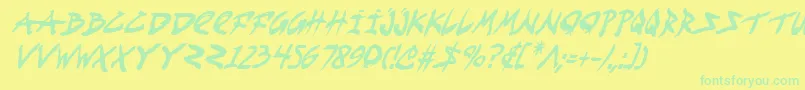 FightKidCondensedItalic-Schriftart – Grüne Schriften auf gelbem Hintergrund