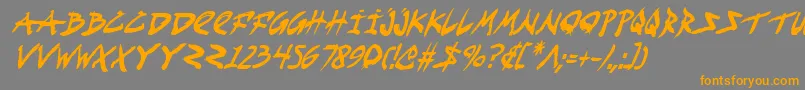 フォントFightKidCondensedItalic – オレンジの文字は灰色の背景にあります。