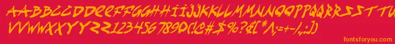 フォントFightKidCondensedItalic – 赤い背景にオレンジの文字