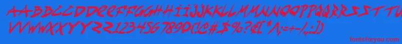 FightKidCondensedItalic Font – Red Fonts on Blue Background