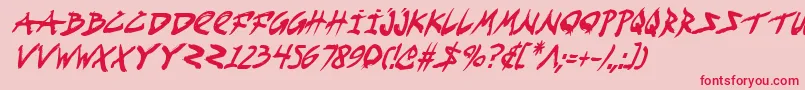 フォントFightKidCondensedItalic – ピンクの背景に赤い文字