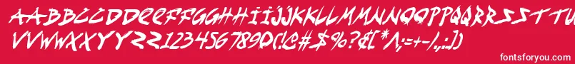 Fonte FightKidCondensedItalic – fontes brancas em um fundo vermelho