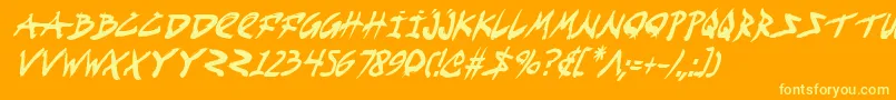 FightKidCondensedItalic-Schriftart – Gelbe Schriften auf orangefarbenem Hintergrund