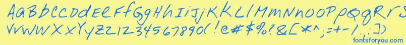 LeonardRegular Font – Blue Fonts on Yellow Background