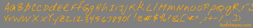 フォントLeonardRegular – オレンジの文字は灰色の背景にあります。