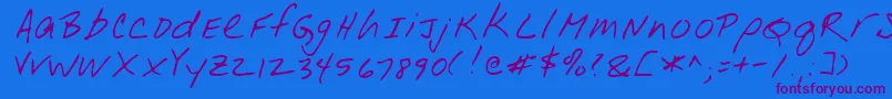 LeonardRegular-Schriftart – Violette Schriften auf blauem Hintergrund