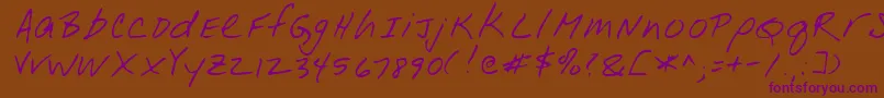 LeonardRegular-Schriftart – Violette Schriften auf braunem Hintergrund