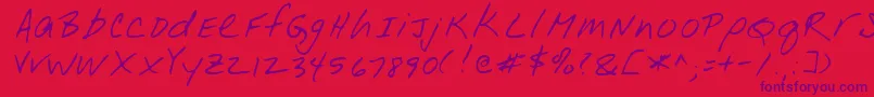Czcionka LeonardRegular – fioletowe czcionki na czerwonym tle