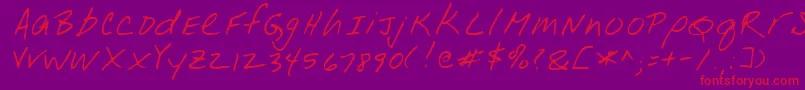フォントLeonardRegular – 紫の背景に赤い文字