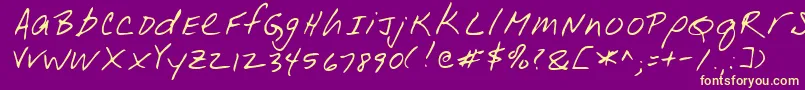 LeonardRegular-fontti – keltaiset fontit violetilla taustalla