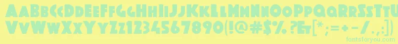 Fonte AenigmaLdr – fontes verdes em um fundo amarelo