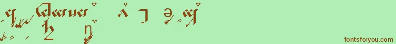 TengwarNoldorA-Schriftart – Braune Schriften auf grünem Hintergrund