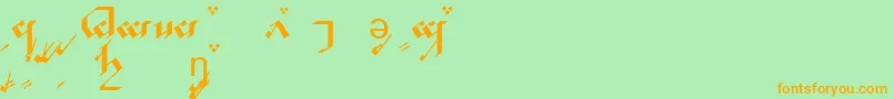 TengwarNoldorA-Schriftart – Orangefarbene Schriften auf grünem Hintergrund