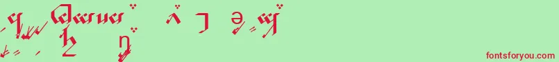 TengwarNoldorA-fontti – punaiset fontit vihreällä taustalla