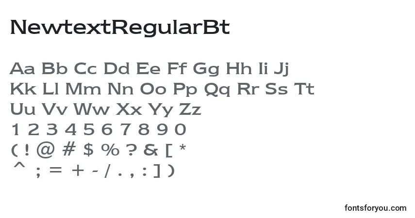 A fonte NewtextRegularBt – alfabeto, números, caracteres especiais