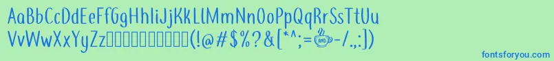 Coffee+TeademoRegular Font – Blue Fonts on Green Background