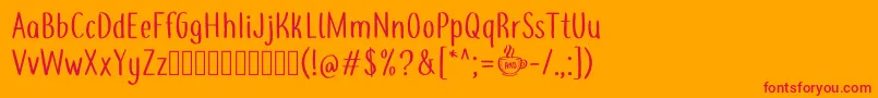 Coffee+TeademoRegular-Schriftart – Rote Schriften auf orangefarbenem Hintergrund
