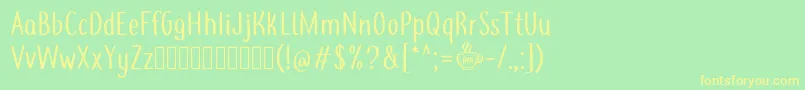 Coffee+TeademoRegular Font – Yellow Fonts on Green Background