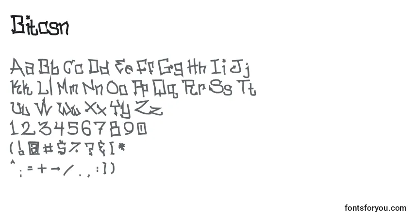 Czcionka Bitcsn – alfabet, cyfry, specjalne znaki