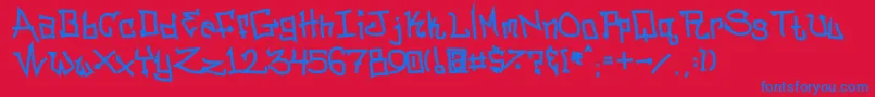 フォントBitcsn – 赤い背景に青い文字