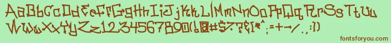 Bitcsn-Schriftart – Braune Schriften auf grünem Hintergrund