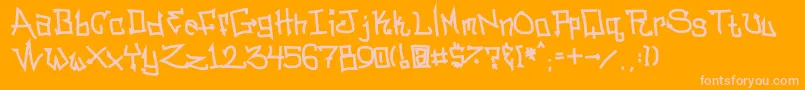 Bitcsn-Schriftart – Rosa Schriften auf orangefarbenem Hintergrund