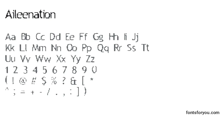 A fonte Aileenation – alfabeto, números, caracteres especiais