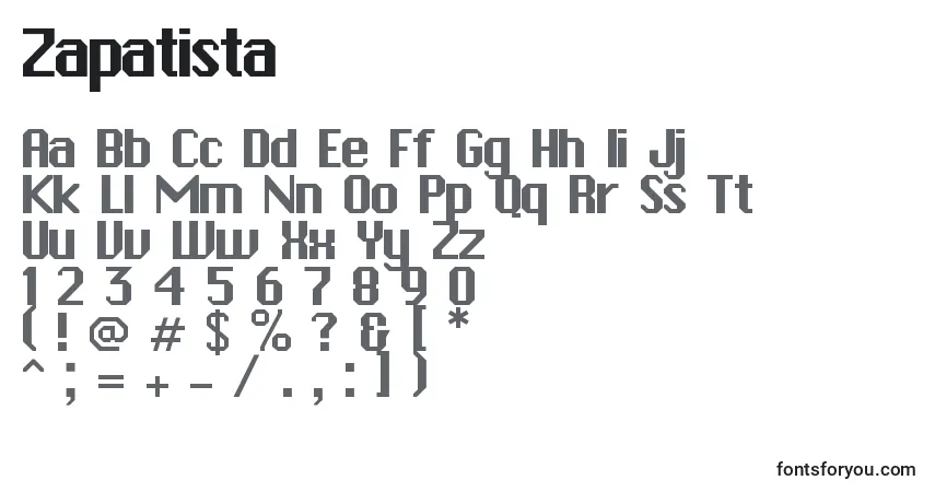 characters of zapatista font, letter of zapatista font, alphabet of  zapatista font