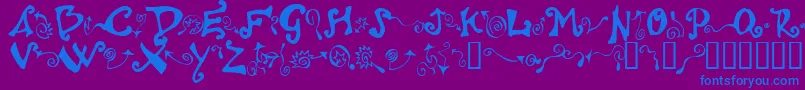 フォントPolywog ffy – 紫色の背景に青い文字