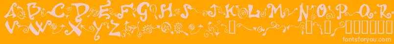 Polywog ffy-Schriftart – Rosa Schriften auf orangefarbenem Hintergrund