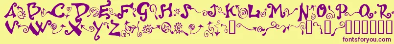 Polywog ffy-Schriftart – Violette Schriften auf gelbem Hintergrund