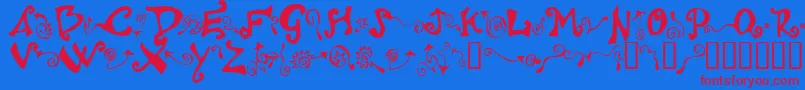Polywog ffy Font – Red Fonts on Blue Background