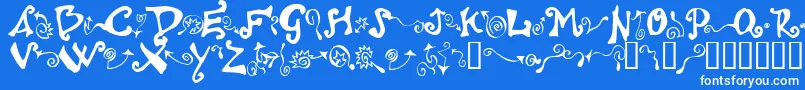 フォントPolywog ffy – 青い背景に白い文字