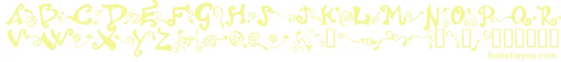 Czcionka Polywog ffy – żółte czcionki na białym tle