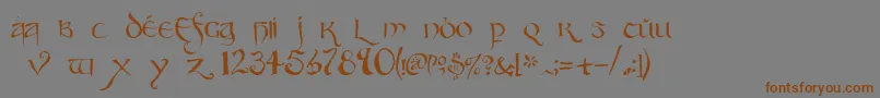 フォントParty – 茶色の文字が灰色の背景にあります。