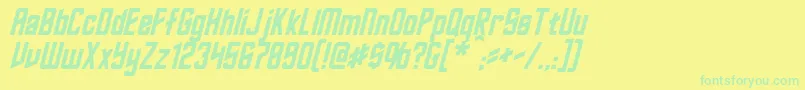 Fonte RoddenberryItalic – fontes verdes em um fundo amarelo