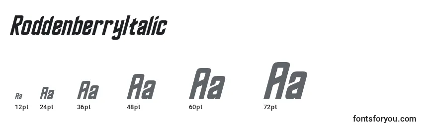 RoddenberryItalic Font Sizes