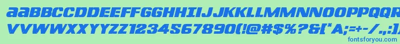 フォントLefthandlukeital – 青い文字は緑の背景です。