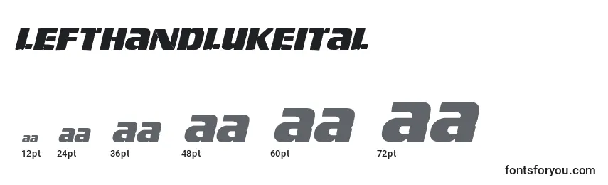 Размеры шрифта Lefthandlukeital