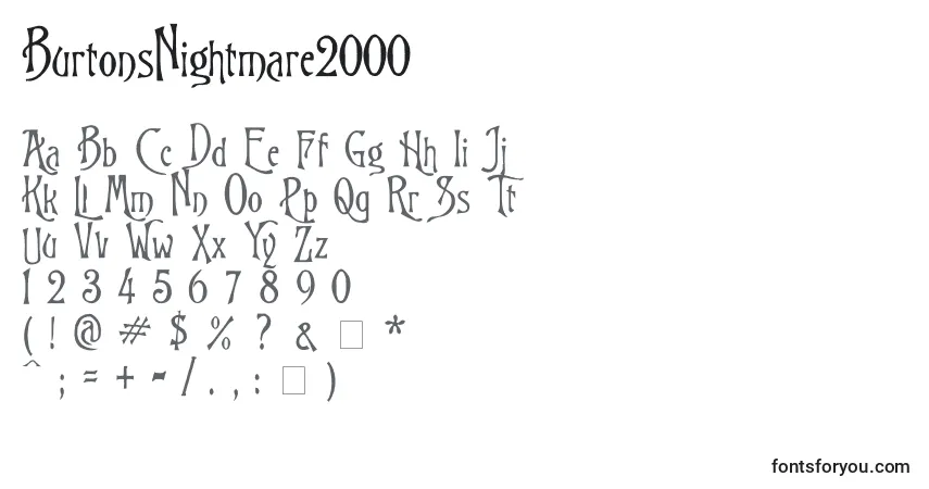 Schriftart BurtonsNightmare2000 – Alphabet, Zahlen, spezielle Symbole
