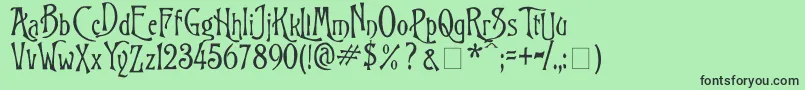 BurtonsNightmare2000-fontti – mustat fontit vihreällä taustalla