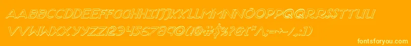 Hadriaticsi-Schriftart – Gelbe Schriften auf orangefarbenem Hintergrund