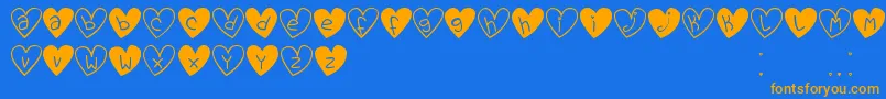 LoveYouTfb-Schriftart – Orangefarbene Schriften auf blauem Hintergrund
