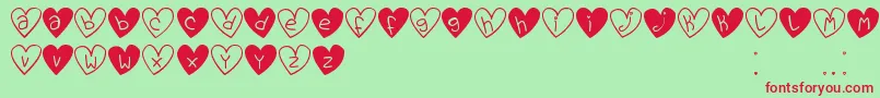フォントLoveYouTfb – 赤い文字の緑の背景